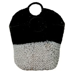 Kirkland's Home Black And White Seagrass Ring Handle Basket- Baskets & Boxes