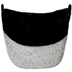 Kirkland's Home Black And White Seagrass Ring Handle Basket- Baskets & Boxes
