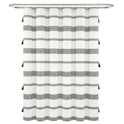 Kirkland's Home Black And White Striped Boho Shower Curtain- Shower Curtains