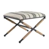 Kirkland's Home Black And White Striped Upholstered Ottoman- Benches & Ottomans