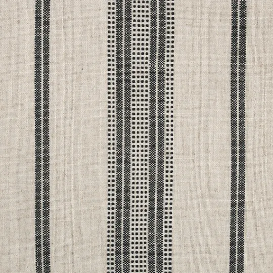 Kirkland's Home Black And White Striped Upholstered Ottoman- Benches & Ottomans
