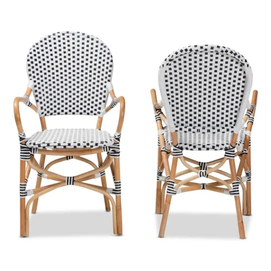 Kirkland's Home Black And White Woven Dining Chairs, Set Of 2- Dining Chairs