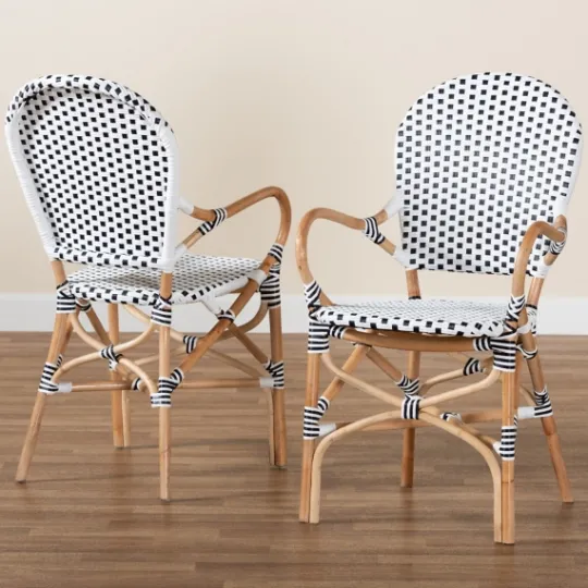 Kirkland's Home Black And White Woven Dining Chairs, Set Of 2- Dining Chairs
