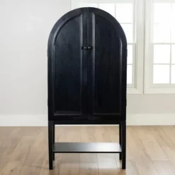 Kirkland's Home Black Arch Wood Bar Cabinet- Cabinets & Sideboards
