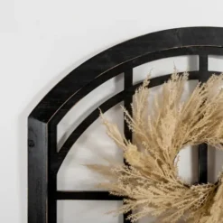 Kirkland's Home Black Arched Pane And Pampas Wall Plaque- Wall Plaques