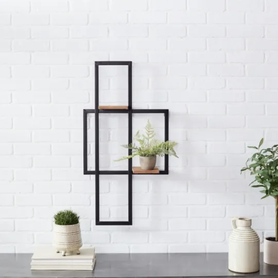 Kirkland's Home Black Asymmetrical Geometric Wall Shelves- Shelves