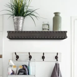 Kirkland's Home Black Beaded Wood Small Floating Shelf- Shelves