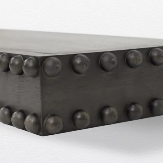 Kirkland's Home Black Beaded Wood Small Floating Shelf- Shelves