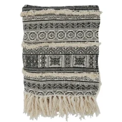 Kirkland's Home Black Beige Block Print Throw Blanket- Blankets & Throws