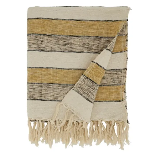 Kirkland's Home Black Beige With Fringe Throw Blanket- Blankets & Throws