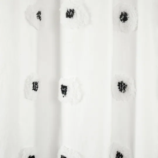 Kirkland's Home Black Boho Tufted Circles Shower Curtain- Shower Curtains