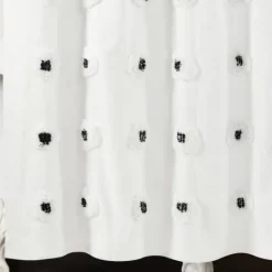 Kirkland's Home Black Boho Tufted Circles Shower Curtain- Shower Curtains