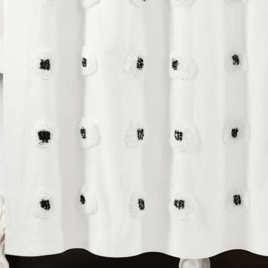 Kirkland's Home Black Boho Tufted Circles Shower Curtain- Shower Curtains