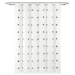Kirkland's Home Black Boho Tufted Circles Shower Curtain- Shower Curtains