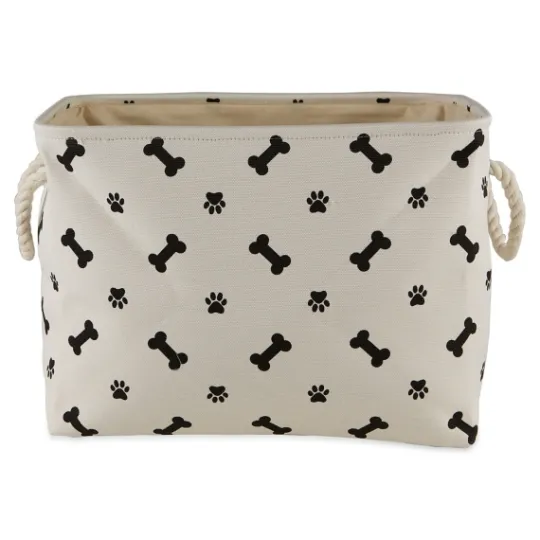 Kirkland's Home Black Bone And Paw Print Rectangle Pet Basket- Baskets & Boxes