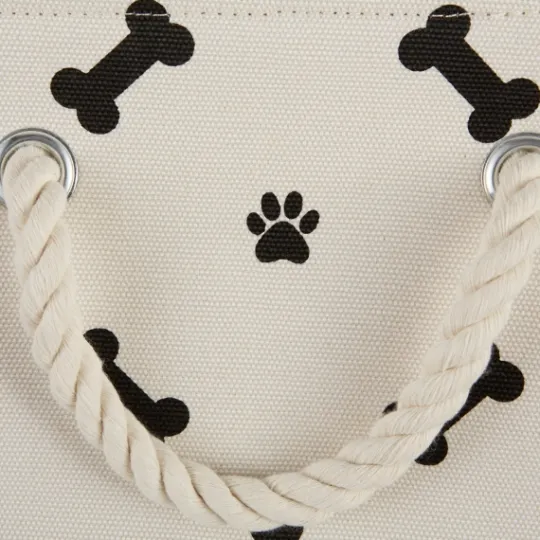Kirkland's Home Black Bone And Paw Print Rectangle Pet Basket- Baskets & Boxes