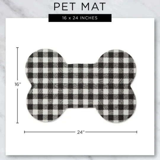 Kirkland's Home Black Buffalo Check Bone Pet Bowl Mat- Kitchen & Floor Mats