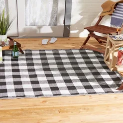 Kirkland's Home Black Buffalo Check Indoor/Outdoor Area Rug, 5X8- Outdoor Rugs