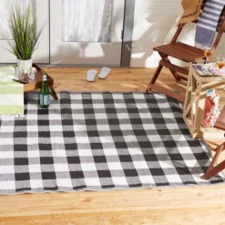 Kirkland's Home Black Buffalo Check Indoor/Outdoor Area Rug, 5X8- Outdoor Rugs