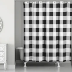 Kirkland's Home Black Buffalo Check Shower Curtain- Shower Curtains
