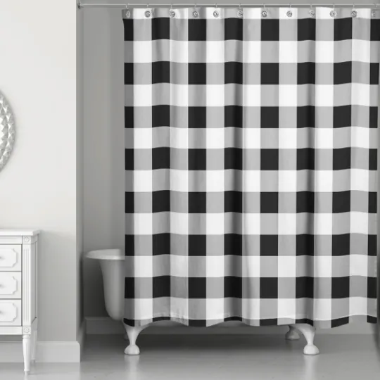 Kirkland's Home Black Buffalo Check Shower Curtain- Shower Curtains