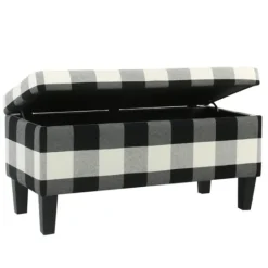 Kirkland's Home Black Buffalo Check Storage Bench- Benches & Ottomans