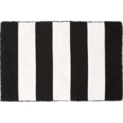 Kirkland's Home Black Cabana Stripe Indoor/Outdoor Scatter Rug- Outdoor Rugs