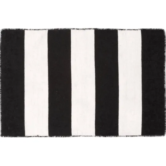 Kirkland's Home Black Cabana Stripe Indoor/Outdoor Scatter Rug- Outdoor Rugs