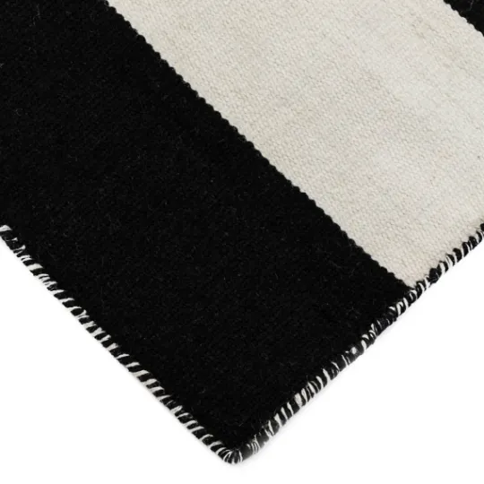 Kirkland's Home Black Cabana Stripe Indoor/Outdoor Scatter Rug- Outdoor Rugs