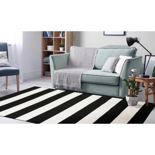Kirkland's Home Black Cabana Stripe Indoor/Outdoor Area Rug, 3X5- Outdoor Rugs