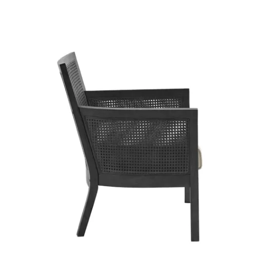 Kirkland's Home Black Cane Cushioned Accent Chair- Accent Chairs