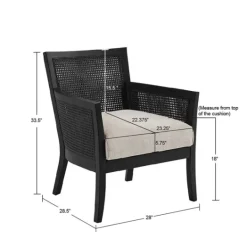Kirkland's Home Black Cane Cushioned Accent Chair- Accent Chairs