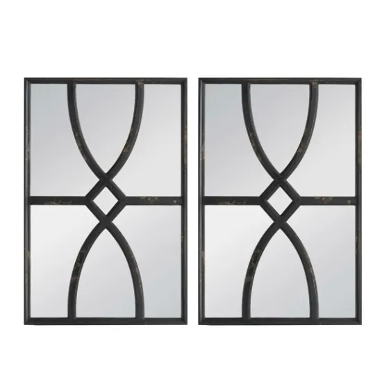 Kirkland's Home Black Carved Wooden Frame Wall Mirrors, Set Of 2- Decorative Mirrors
