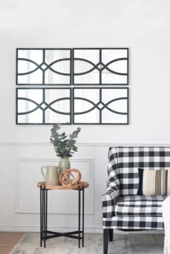 Kirkland's Home Black Carved Wooden Frame Wall Mirrors, Set Of 2- Decorative Mirrors
