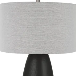Kirkland's Home Black Ceramic Gridline Table Lamp- Table Lamps