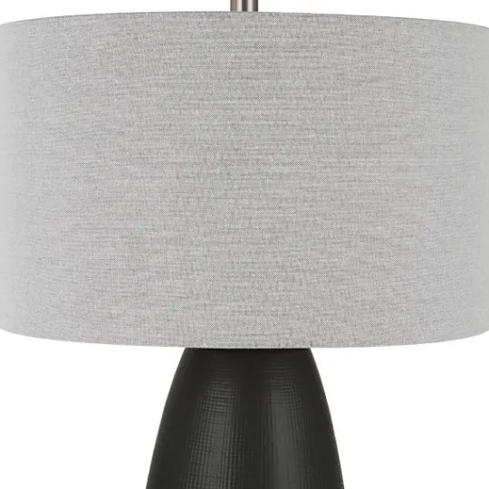 Kirkland's Home Black Ceramic Gridline Table Lamp- Table Lamps