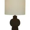 Kirkland's Home Black Ceramic Hourglass Simple Small Table Lamp- Table Lamps