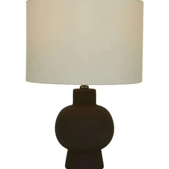 Kirkland's Home Black Ceramic Hourglass Simple Small Table Lamp- Table Lamps