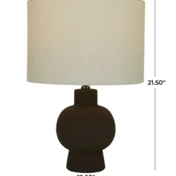 Kirkland's Home Black Ceramic Hourglass Simple Small Table Lamp- Table Lamps