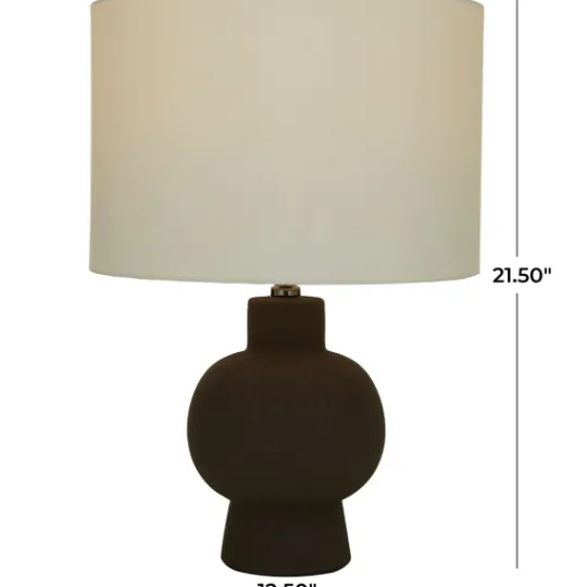 Kirkland's Home Black Ceramic Hourglass Simple Small Table Lamp- Table Lamps