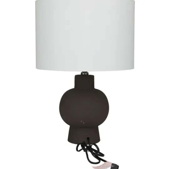 Kirkland's Home Black Ceramic Hourglass Simple Small Table Lamp- Table Lamps