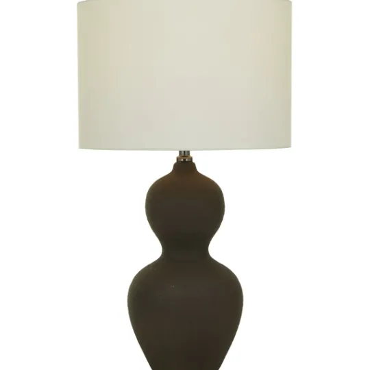 Kirkland's Home Black Ceramic Hourglass Simple Large Table Lamp- Table Lamps