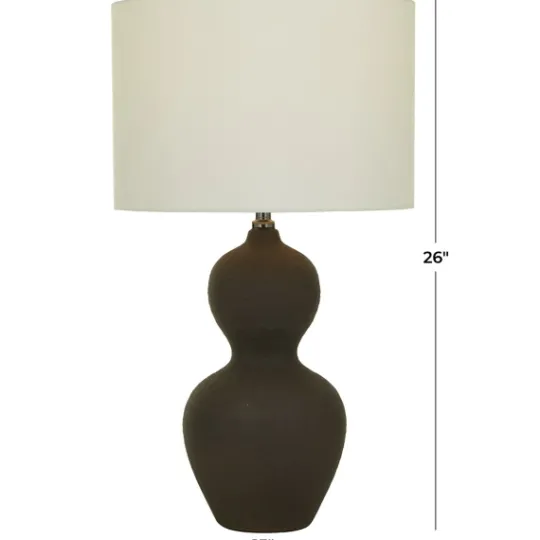 Kirkland's Home Black Ceramic Hourglass Simple Large Table Lamp- Table Lamps
