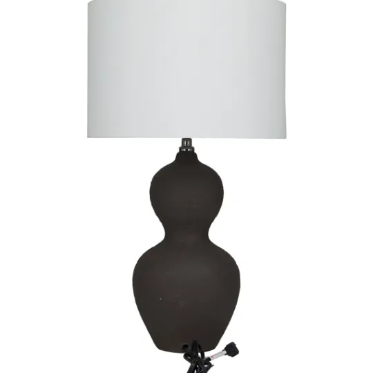 Kirkland's Home Black Ceramic Hourglass Simple Large Table Lamp- Table Lamps