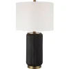 Kirkland's Home Black Ceramic Ribbed Table Lamp- Table Lamps