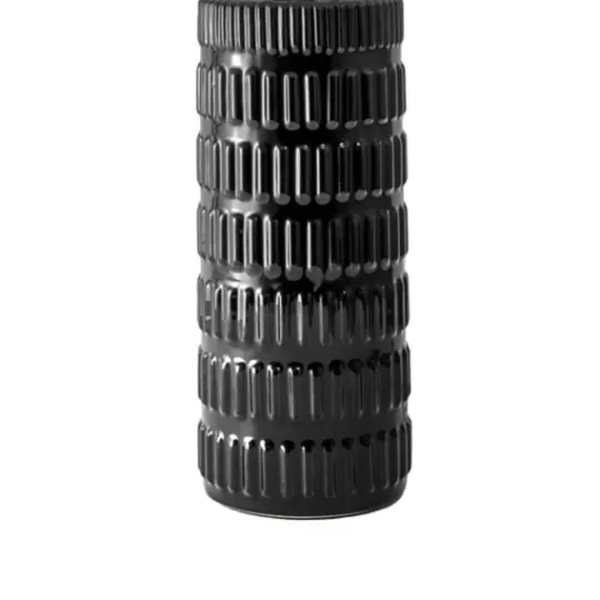 Kirkland's Home Black Ceramic Stacked Lines Table Lamp- Table Lamps