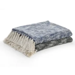 Kirkland's Home Black Chambray Fringe Throw- Blankets & Throws