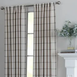 Kirkland's Home Black Checkered Single Curtain Panel, 84 In.- Curtains & Drapes