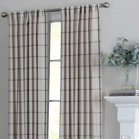 Kirkland's Home Black Checkered Single Curtain Panel, 84 In.- Curtains & Drapes