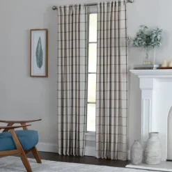 Kirkland's Home Black Checkered Single Curtain Panel, 84 In.- Curtains & Drapes